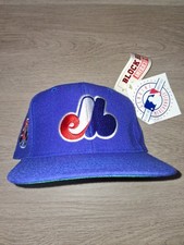 Vintage 90s Montreal Expos Amercan Needle Blockhead Snapback Hat New Old Stock picture