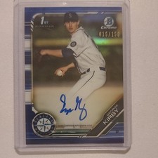2019 Bowman Chrome Draft GEORGE KIRBY CDA-GK Blue Refractor 015/150 Auto picture