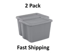 (2 pack) Large Storage Bin, 18 Gallon Plastic Storage Container with Snap-On Lid picture
