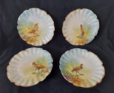 Set of 4 Atq Limoges France LDBC Flambeau Game Bird Plates Artist Signed 9.5