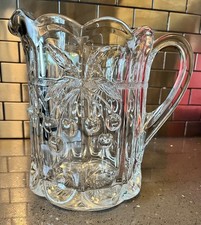 Splendid Antique Glass Cream Pitcher, Cherries Pattern, U.S.Glass  Co, 1910 RARE picture