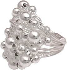 Artisan Handmade .925 Sterling Silver Cocktail Ring Stellar Orbs 8.0 Bali New picture
