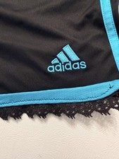 Black/Blue Stripes Upcycled Adidas Shorts With Black Trim - Size Large picture