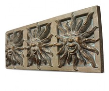 R. Vandamme ©1996 Triple Sun Face Wall Plaque DÉDO Celestial Boho Relief Art picture