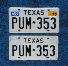 1979 Texas License Plate Plates PAIR / SET picture