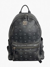 MCM Stark Large Black Backpack Visetos Logo Pre-Owned picture