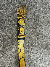 Versace Medusa Baroque Black/Gold Men’s Dress Belt Size 34 Regular, Gold-Plated picture