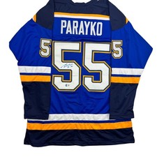 Autographed/Signed Colton Parayko St. Louis Blue Jersey Beckett BAS COA picture
