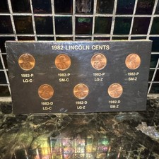 1982 Lincoln Cents P&D MINT STATE SEALED 7 Coin Set LG C SM C LG Z SM Z EX. RARE picture