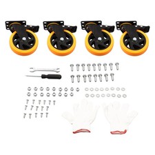 4 Pcs 5 Inch Heavy Duty Swivel Caster Wheels with Locking Brake 2400lbs Capacity picture
