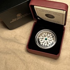 2011 Canada $20 Crystal Snowflake Emerald 1oz Pure Silver Proof Coin COA #PJ picture