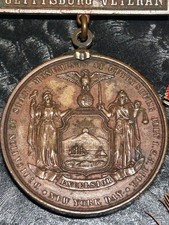 Original 1893 Gettysburg Veteran Reunion Medal Badge New York State Dedication picture