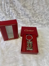Cartier 2C Logo Key Ring with Box New Old Stock Keychain Cartier Authen Vintage  picture