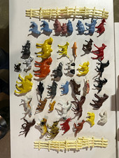 Vintage 50s-70s Plastic Farm Animal Lot of 41 w/ 8 Fence pieces picture