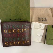 Gucci 100Th Anniversary Wallet Bifold Brown Leather Unisex Box Made in Italy picture