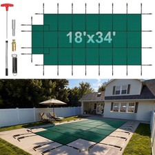 Uimoso Inground Pool Safety Cover Fits 16x32ft W/Center Step High Strength PP picture