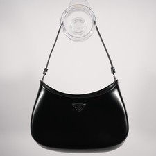 * Prada Cleo Shoulder Bag Spazzolato Black Patent Leather Medium picture