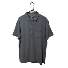 Relwen Polo Shirt Mens XL Blue Striped Short Sleeve Stretch Pocket Huckberry picture