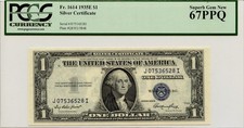 1935E $1 Silver Certificate Fr.#1614 PCGS Currency Superb Gem New 67 PPQ picture