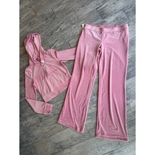 Juicy Couture Tracksuit Set Pink Velour Rhinestone Bling NWT Pants Jacket Womens picture