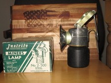 Miners JUSTRITE No. 2-500 CARBIDE HAND LAMP With Box- NEW/OLD STOCK  picture
