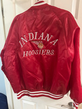 Indiana Hoosiers Snap-Front Jacket Red with White Striped Rib Knit Trim picture