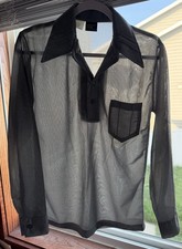 Vtg Campus Studio One Disco Polo Shirt Dagger Collar Paper Thin 70s Deadstock S picture