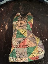 Wonderful Early Folky Antique Stuffed Cloth Cat-7.5” picture