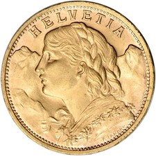 Swiss Gold 20 Francs - Helvetia - AU - BU - Random Date picture