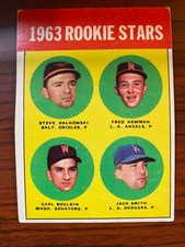 1963 Topps - Fred Newman, Jack Smith, Steve Dalkowski, Carl Bouldin #496 (RC) picture