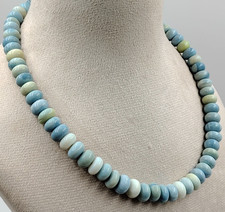 16inch blue opal necklace roundel smooth 10-10.5mm gemstone beads necklace picture