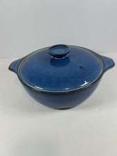 Vintage Denby Langley English Blue Covered Casserole Dish 1.75 Qt - PRISTINE picture