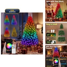 JOYIN 6 FT Christmas Tree, 300 RGB Lights, App & Remote, Hinged Branches, Metal picture