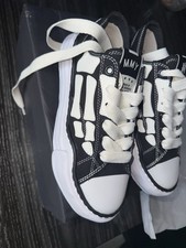 Amiri MMY Men's Black/White Canvas Lace-Up Low-Top Sneakers Rubber Sole Round  picture