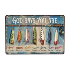 Rustic Vintage Fishing Lure Design Vintage 8x12 Inch Metal Wall Decor Sign picture