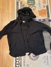 C.P. Company Chrome Goggle Jacket Mens Large Black Garment Dyed Nylon Lens Hood picture