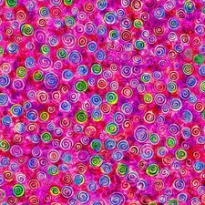 LOLLIPOP Garden Quilting Fabric, 100% Cotton, Pink Swirl picture