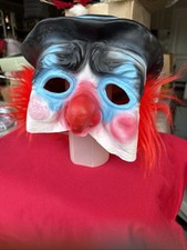 Vintage Ben Cooper Hobo Clown Latex Half Mask Style #132 Halloween Neon Hair picture