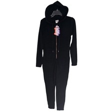 Yitty Pet Me Heart Pocket Jumpsuit Caviar Black Cozy Plush Hooded Size 2X picture