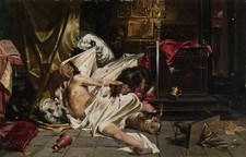 stunning oil painting handpainted on canvas- ‌Fighting with wolf picture