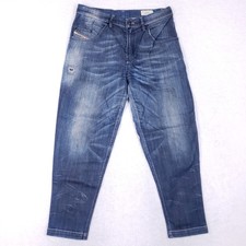 Diesel Nyoka Men 30 Blue Distressed Italy Jeans Hemmed 27 Inseam Stretch Y2K picture