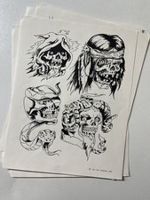 6 Doc Ray Original Production Tattoo Flash Sheets. picture