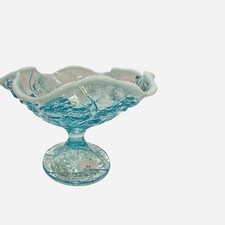Fenton Water Lily Opalescent Compote Comport Aqua Blue Hard to Find  picture