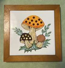 Vintage Merry Mushroom Wall Tile / Trivet picture