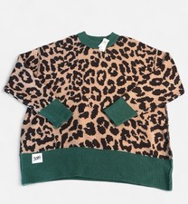 NWT Women’s Aerie Leopard Print Sweater With green Trim Size Medium picture