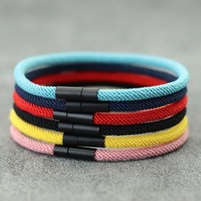 Mens Braided Rope Bracelet Stainless Steel Clasp Minimalist Adjustable 4mm Cord picture