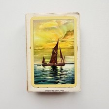 Vintage Thomas De La Rue Pneumatic Playing Cards Sailing Barge Gilt Edges Case picture