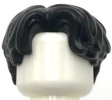 Lego New Black Minifigure Hair Short Wavy Parted on Right Piece picture