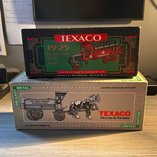 Lot of 2 Vintage ERTL Texaco Die Cast Banks 1991 Horse Tanker 1992 Kenworth picture