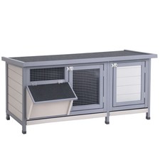 Deluxe Outdoor Bunny Rabbit Hutch w/ 2 Large Run Areas, Feed Trough picture